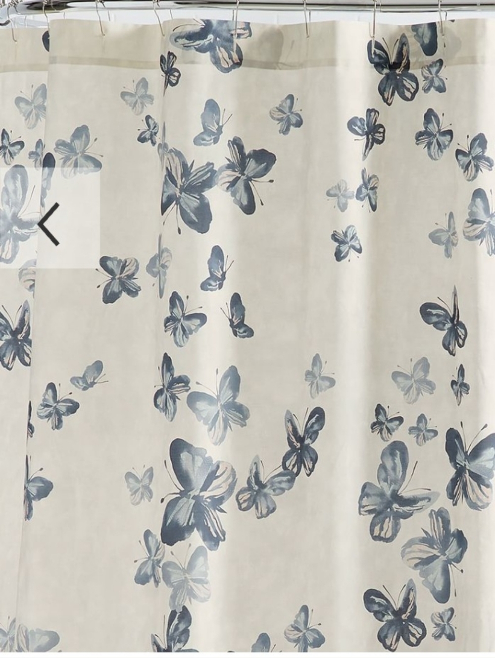 Pottery Barn Gray And Pink Butterfly Linen Shower Curtain - Picture 3 of 7